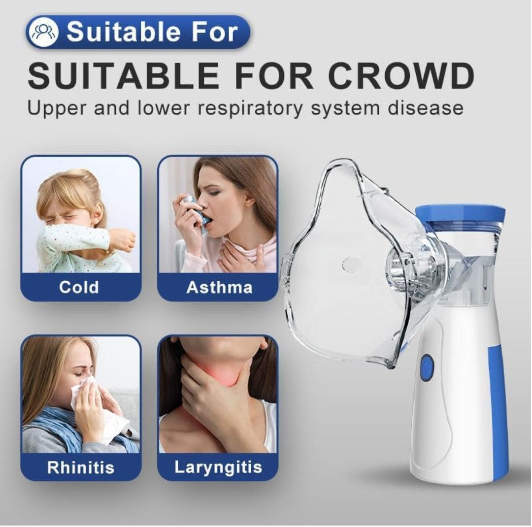 Portable Mesh Nebulizer – Silent USB/Battery Inhaler for Kids & Adults ✨