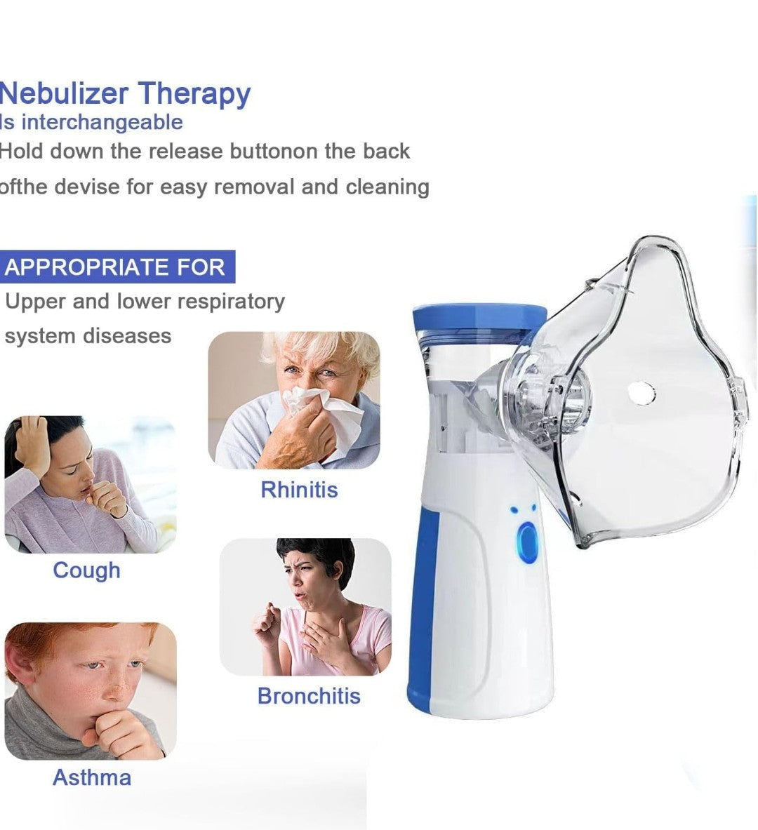 Portable Mesh Nebulizer – Silent USB/Battery Inhaler for Kids & Adults ✨