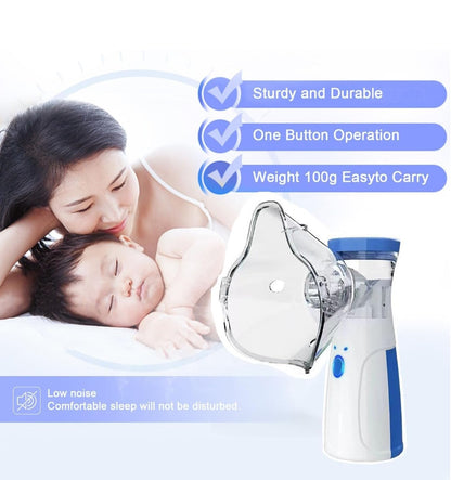 Portable Mesh Nebulizer – Silent USB/Battery Inhaler for Kids & Adults ✨