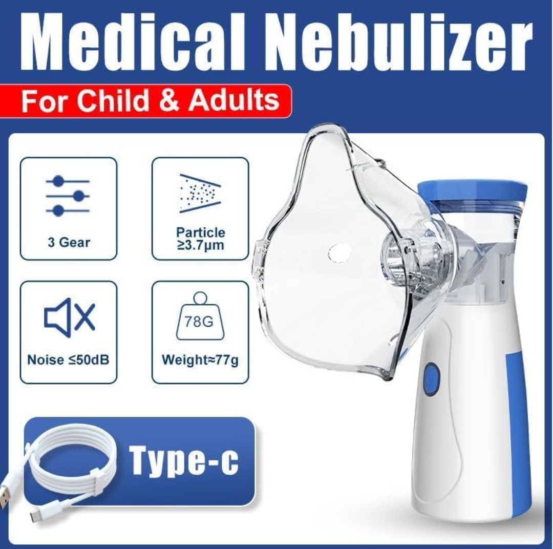 Portable Mesh Nebulizer – Silent USB/Battery Inhaler for Kids & Adults ✨