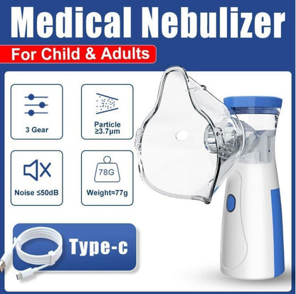Portable Mesh Nebulizer – Silent USB/Battery Inhaler for Kids & Adults ✨